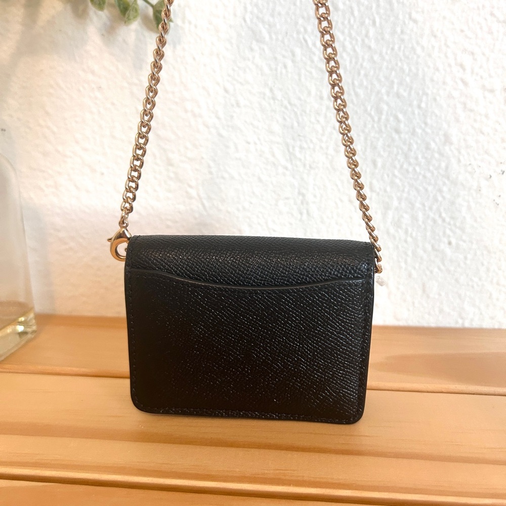 NWT🍎Coach Mini Wallet On A Chain in Black Bag Card Case C0059 Gift Casual Summer - Picture 3 of 6